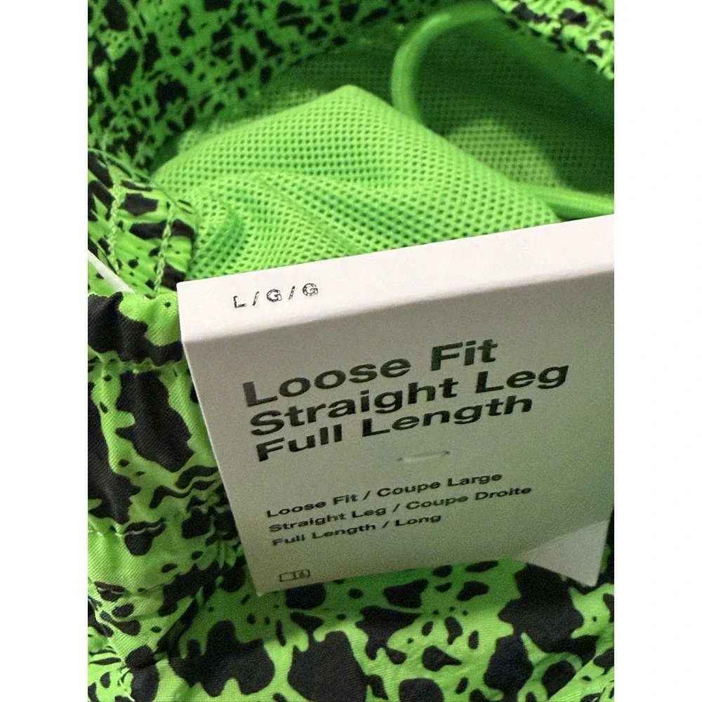 Nike Air Woven AOP TL Pants Mens L Mean Green Black Loose Fit I13133-307 NWT